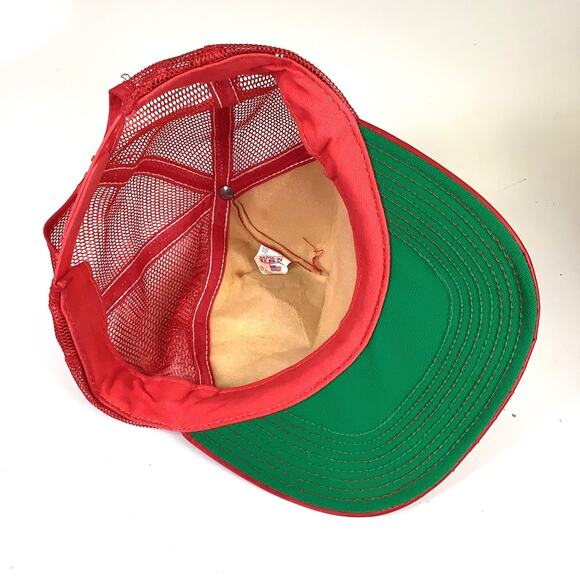 Vintage Enjoy Coca Cola Satin Red Foam Mesh Hat SnapBack Cap Made in USA * NICE! - Picture 8 of 11